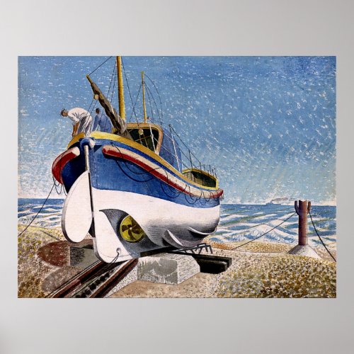 Eric Ravilious _ Lifeboat at Adelburgh fine art Poster