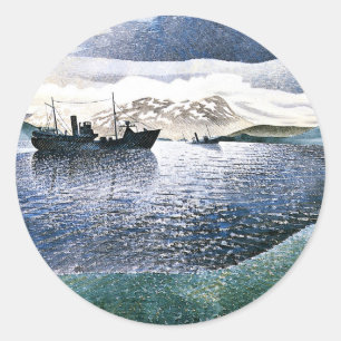 Eric Ravilious - Norway, magic realism, Classic Round Sticker