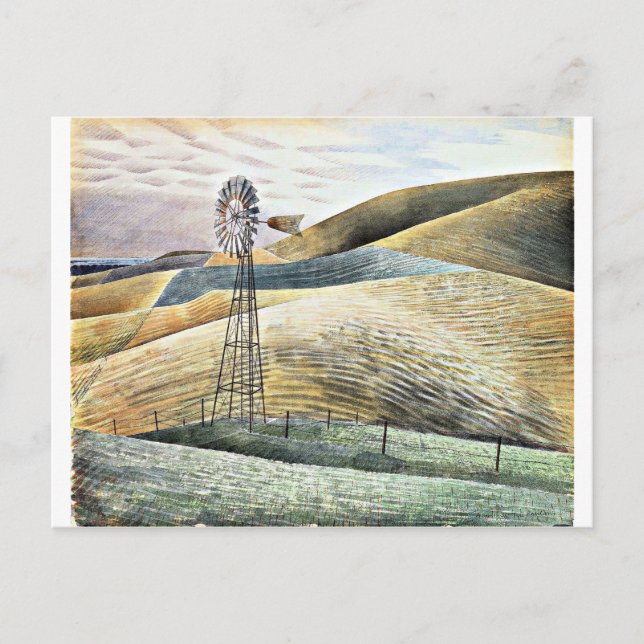Eric Ravilious painting, Windmill, Postcard (Front)