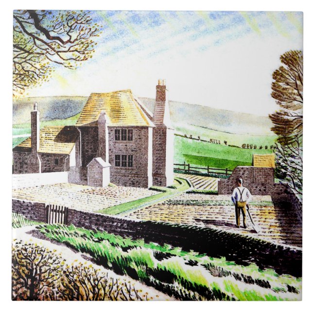 Eric Ravilious, Shepherd's Cottage, Ceramic Tile (Front)