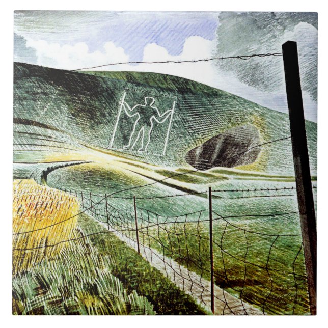 Eric Ravilious - The Wilmington Giant, fine art Ceramic Tile (Front)