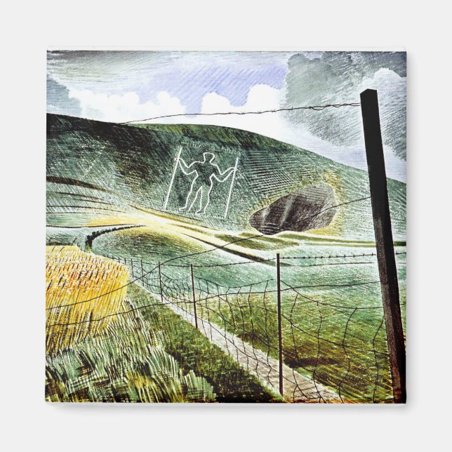 Eric Ravilious - The Wilmington Giant, fine art Magnet (Front)