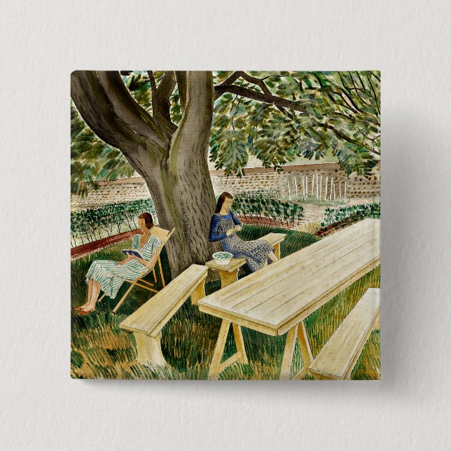Eric Ravilious, Two Women in a Garden, Button (Front)