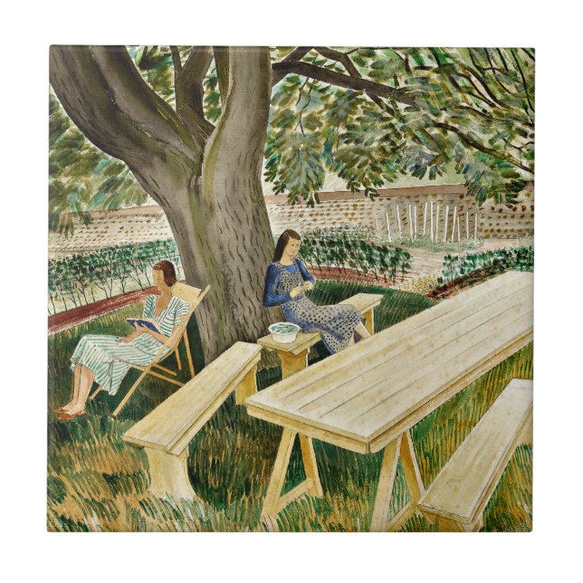 Eric Ravilious, Two Women in a Garden, Ceramic Tile (Front)