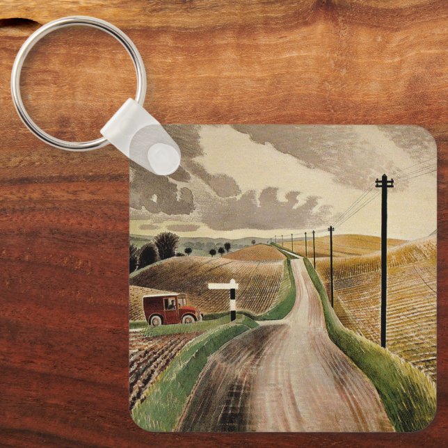 Eric Ravilious--Wiltshire Landscape,  Keychain (Front)
