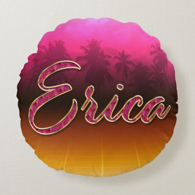 Erica First Name Golden pink pillow (Front)