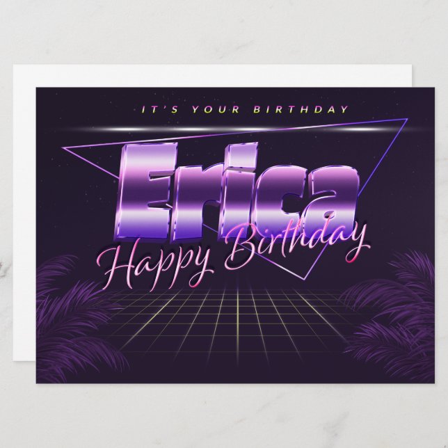 Erica Name First Name pura retro card Birthday (Front/Back)