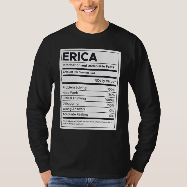 Erica Nutrition Information Problem Solving Hard W T-Shirt (Front)