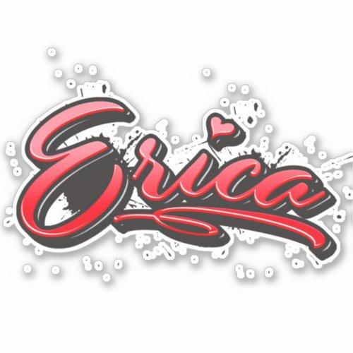 Erica red Heart Graffiti Sticker