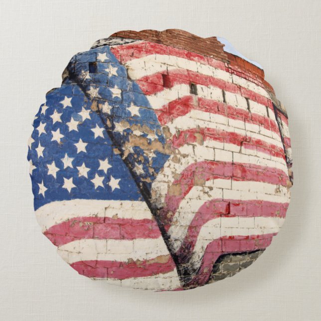 Erick, Oklahoma, USA. Route 66 Round Pillow (Front)