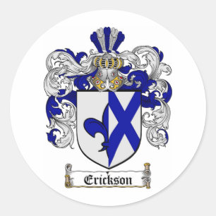 ERICKSON FAMILY CREST -  ERICKSON COAT OF ARMS CLASSIC ROUND STICKER