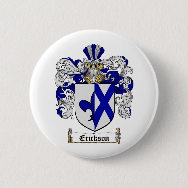ERICKSON FAMILY CREST -  ERICKSON COAT OF ARMS PINBACK BUTTON (Front)