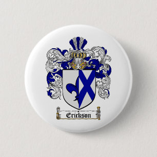 ERICKSON FAMILY CREST - ERICKSON COAT OF ARMS PINBACK BUTTON