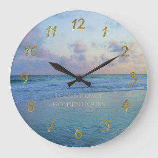 Eric's Blue Tide Golden Hours Large Clock