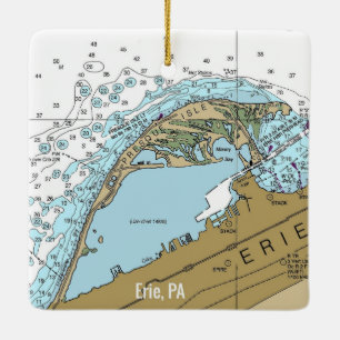 Erie PA Nautical Chart Ceramic Ornament