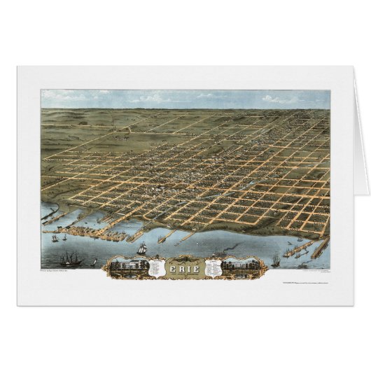 Erie, PA Panoramic Map - 1870 Cards (Front Horizontal)