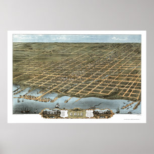 Erie, PA Panoramic Map - 1870 Poster