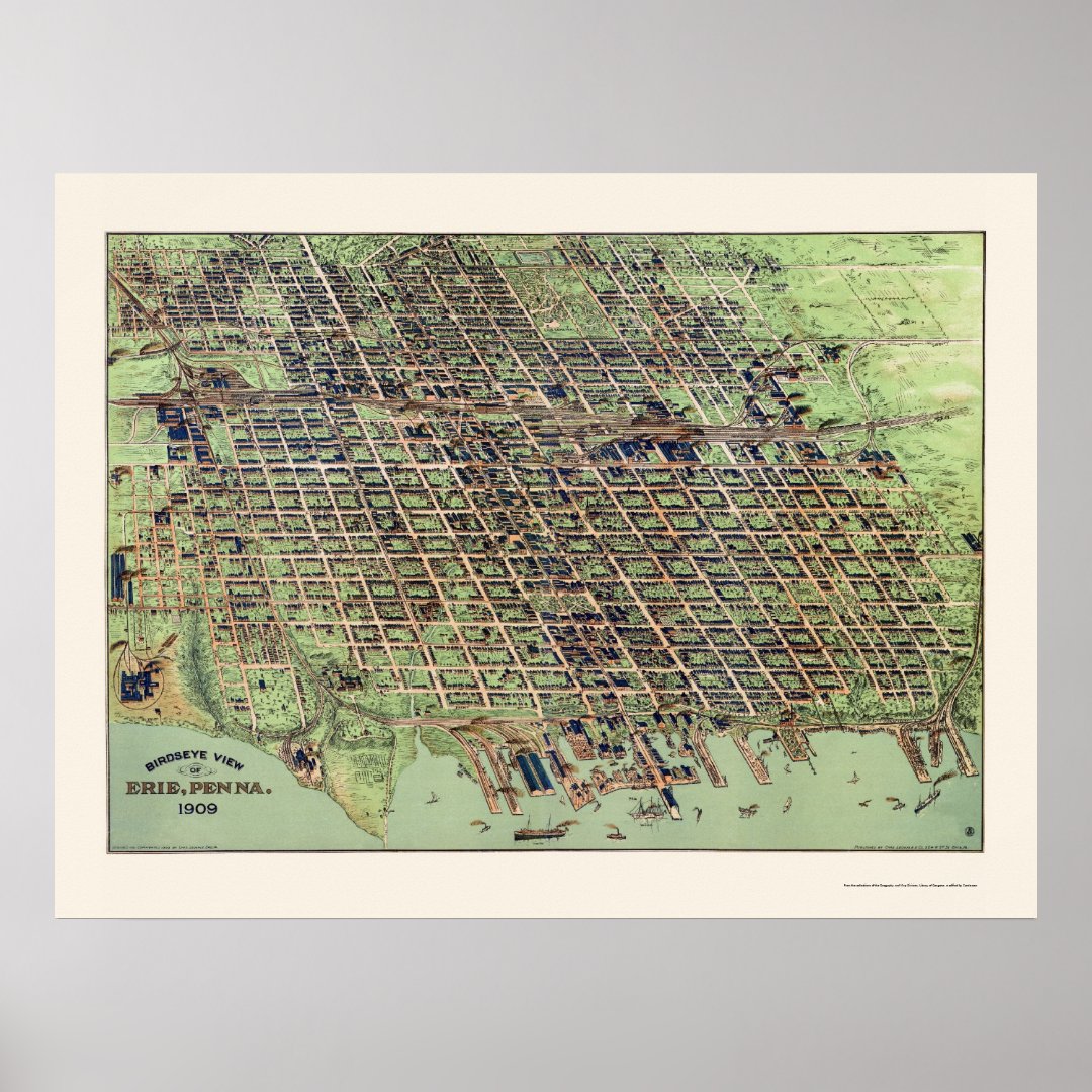 Erie PA Panoramic Map 1909 Poster Zazzle   Erie Pa Panoramic Map 1909 Poster R518d51cf6d7e4258b7f986ff6f662353 Azw5z 8byvr 1080 