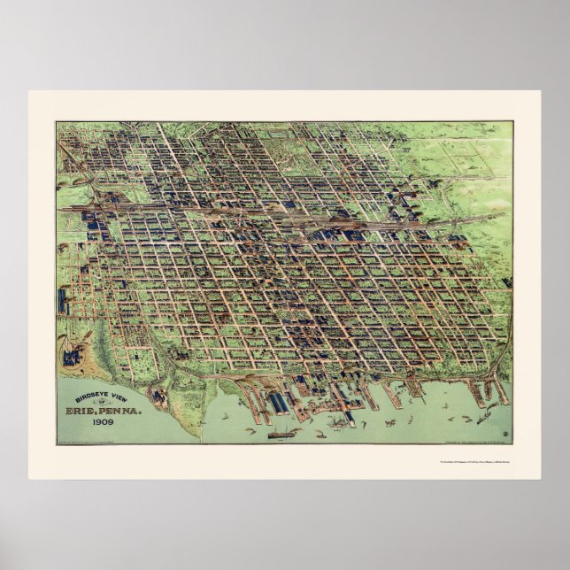 Erie, PA Panoramic Map - 1909 Poster (Front)