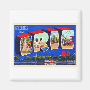 Erie Pennsylvania PA Vintage Large Letter Postcard Magnet