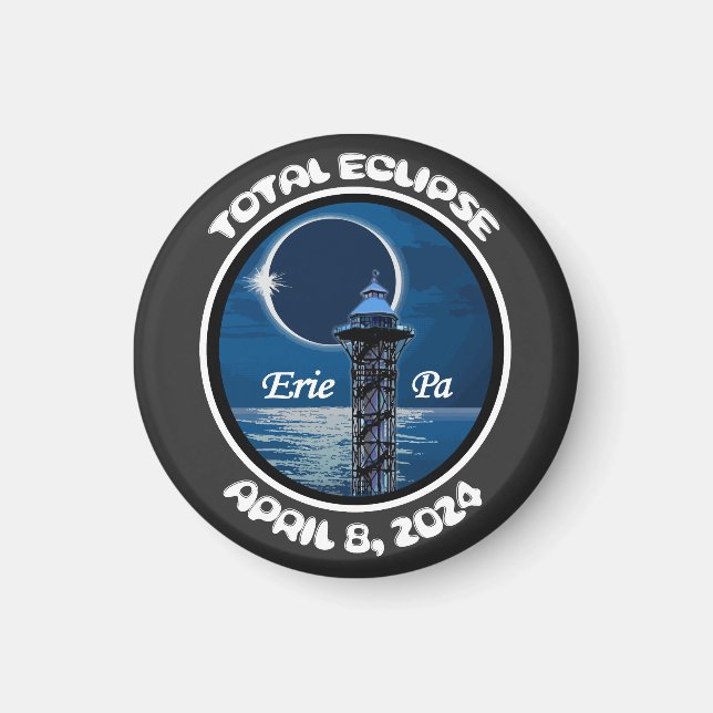 Erie Pennsylvania Total Solar Eclipse April 2024 Magnet (Front)