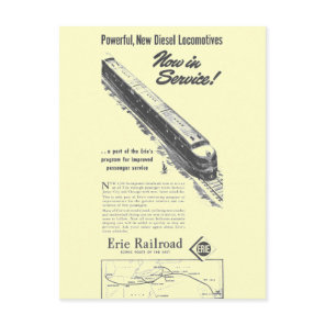 Erie Railroad 1948 New Diesel Locomotives Postcard