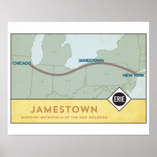 Erie Railroad Map Poster (16 x 20)