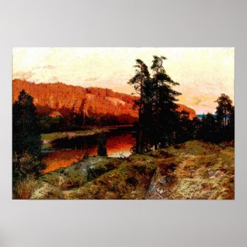 Erik Abrahamsson - Evening Sun At Farsvik (change) Poster by niceartpaintings at Zazzle