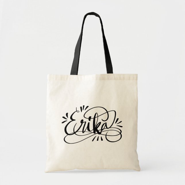 Erika - Custom flourish script calligraphy name Tote Bag (Front)