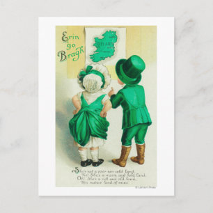 Erin Go Bragh Couple Looking at Ireland Map Postcard