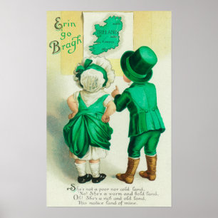 Erin Go Bragh Couple Looking at Ireland Map Poster