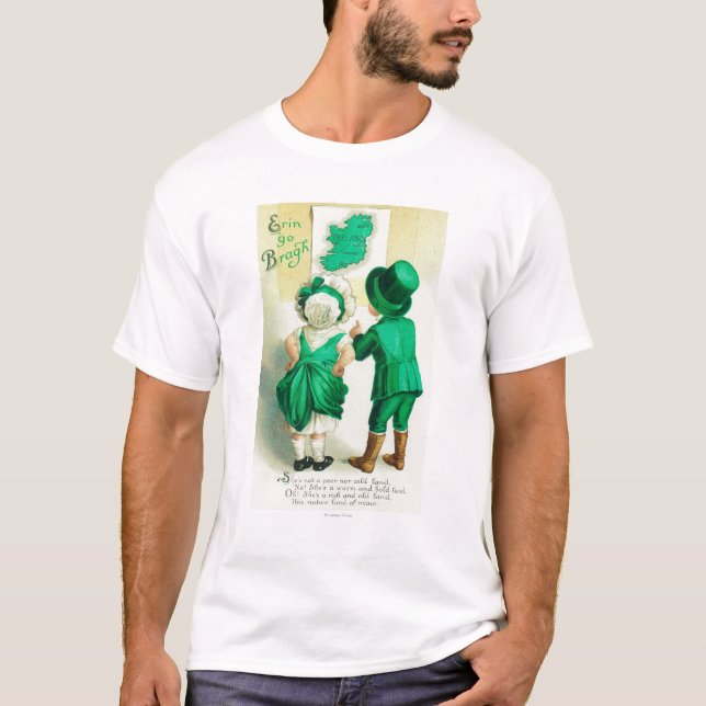 Erin Go Bragh Couple Looking at Ireland Map T-Shirt (Front)
