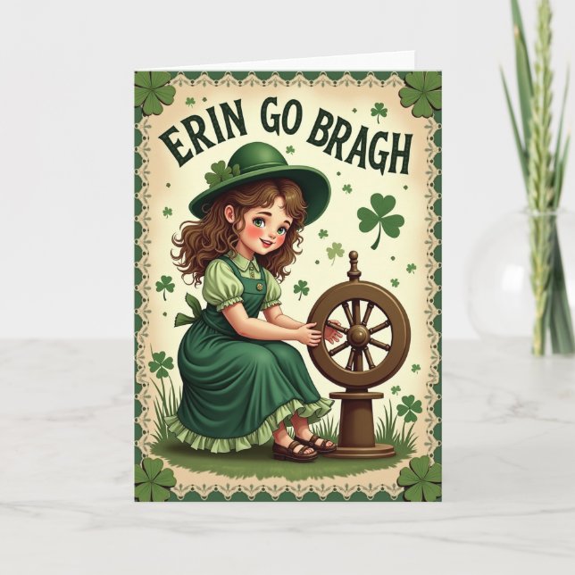 Erin Go Bragh Girl Luck Card (Front)