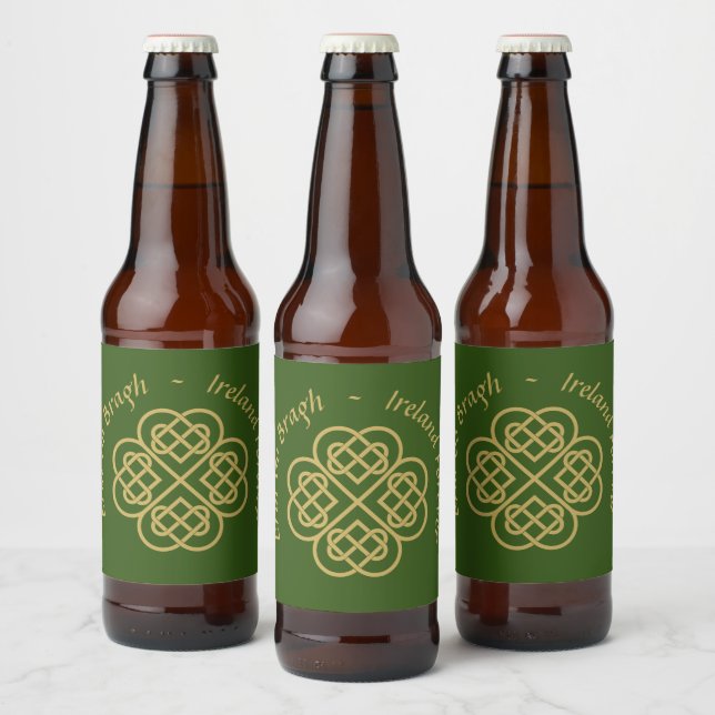 Erin Go Bragh Gold Celtic Shamrock  Beer Bottle Label (Bottles)