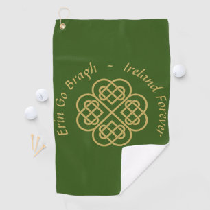 Erin Go Bragh Gold Celtic Shamrock Golf Towel