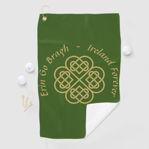 Erin Go Bragh Gold Celtic Shamrock  Golf Towel