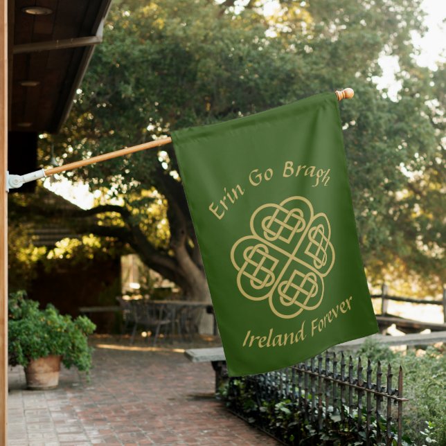 Erin Go Bragh Gold Celtic Shamrock  House Flag (In SItu)