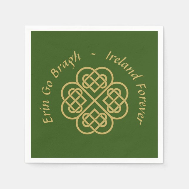 Erin Go Bragh Gold Celtic Shamrock  Napkins (Front)