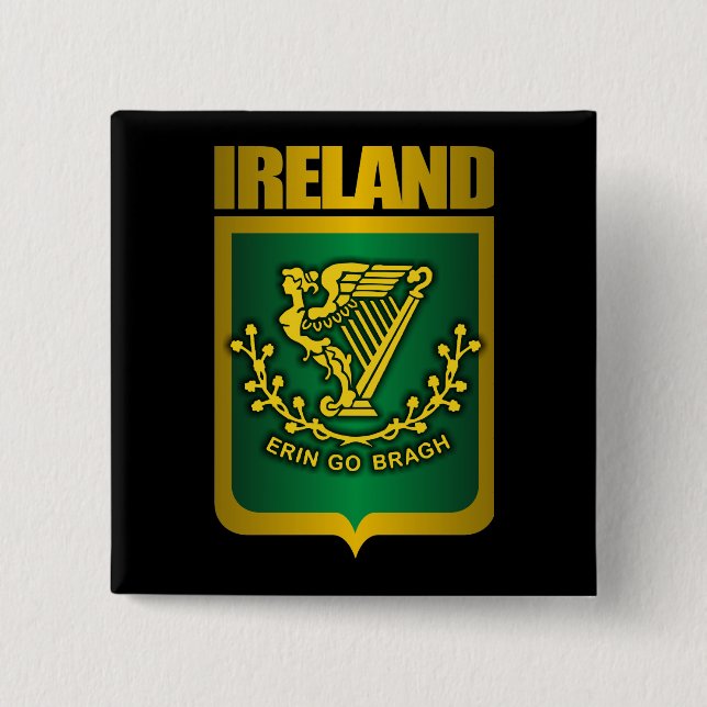 "Erin Go Bragh" Gold Pinback Button (Front)