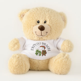 Erin Go Bragh Rainbow Pot of Gold Shamrocks Teddy Bear
