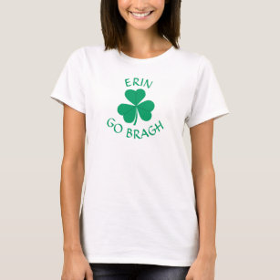 Erin Go Bragh Shamrock Green Curved Lettering T-Shirt