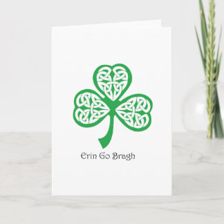 Erin Go Bragh shamrock with celtic knotwork Card