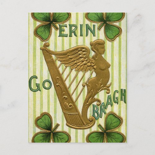 Erin Go Bragh St Patricks Day Holiday Postcard