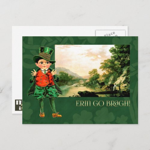 Erin Go Bragh Vintage Little Irish Boy Postcard