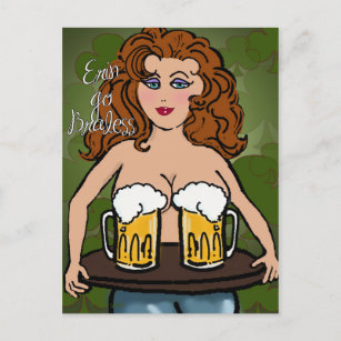 Erin Go Braless   Funny St. Patrick's Day Holiday Postcard