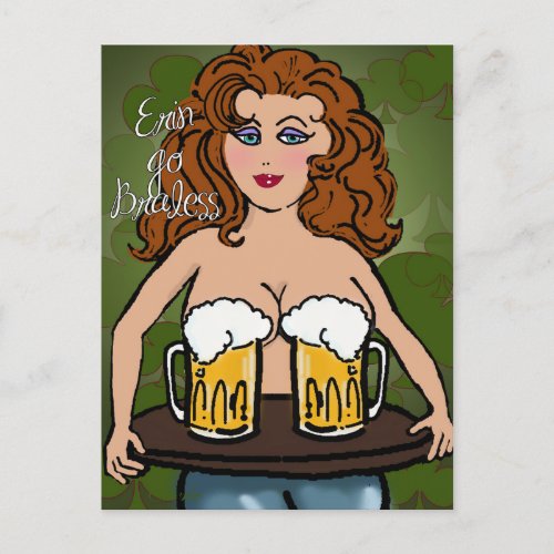 Erin Go Braless  Funny St Patricks Day Holiday Postcard