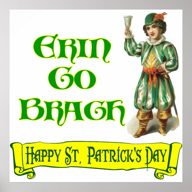 Erin Go Braugh Happy St. Patrick's Day Saying Poster (Front)