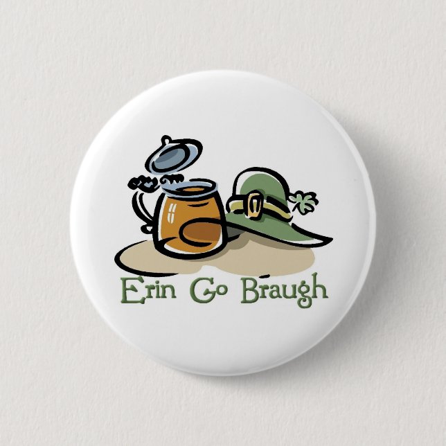 Erin Go Braugh Pint and Hat Button (Front)