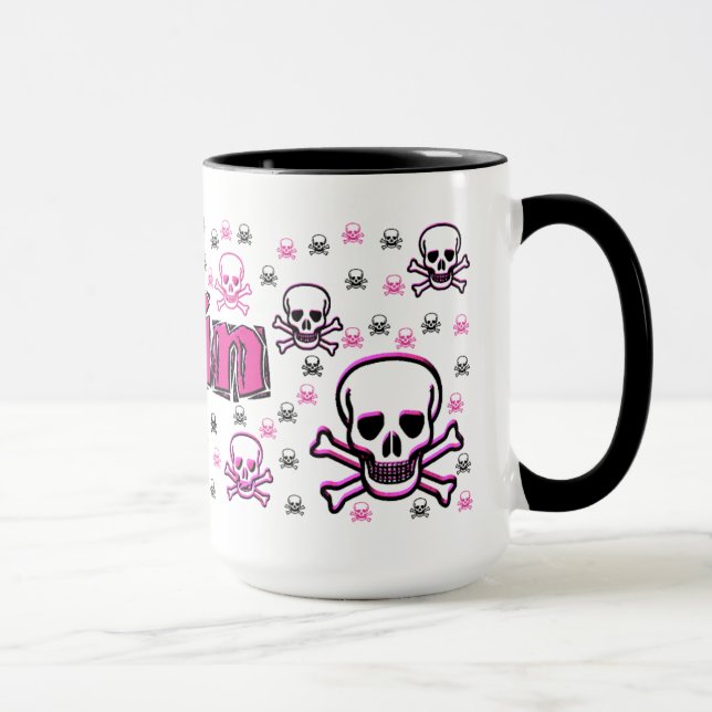 Erin's Pink & Black Skulls Mug (Right)
