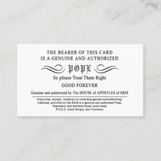 Erisian Discordian POEE Pope Cards